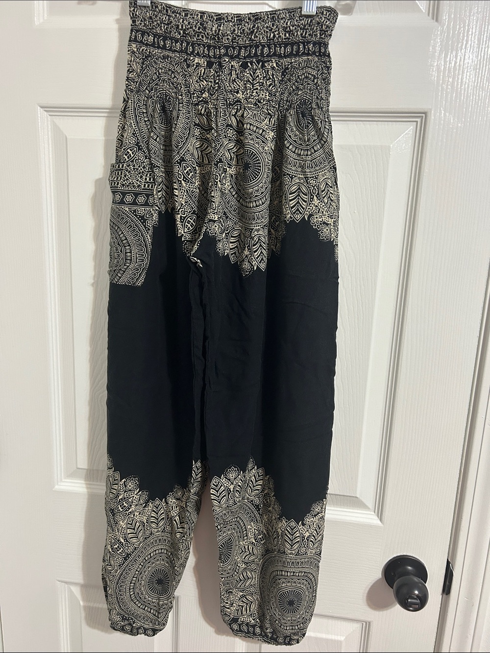 Women's Black and Cream Printed Jumpsuit Romper